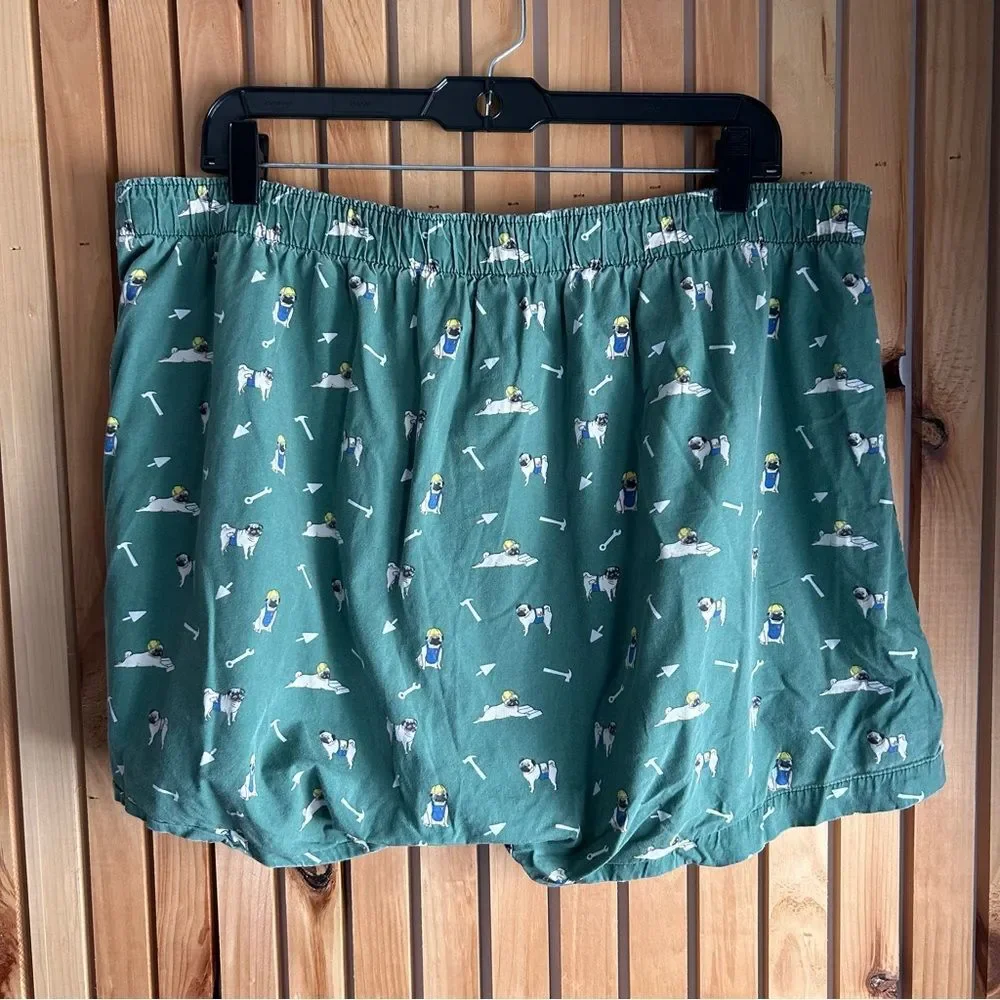 J. Crew Men's Printed Pug Dog Boxers Shorts Green Size XL